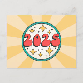 2025 retro groovy typografie briefkaart