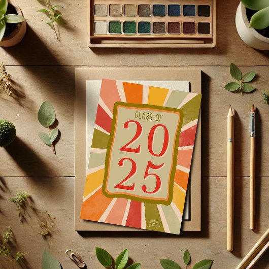 2025 Retro Stijlvolle Fun Modern Afstudeerder Kaar Kaart