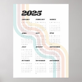 2025 Retro wandkalender - 18 "x24" Poster