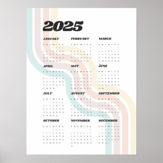 2025 Retro wandkalender - 18 "x24" Poster