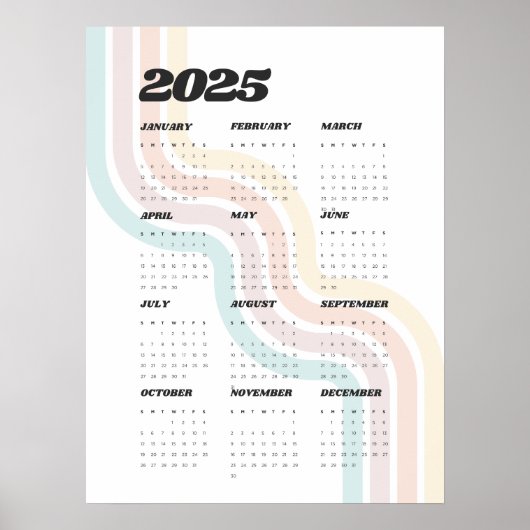 2025 Retro wandkalender - 18 "x24" Poster (Voorkant)