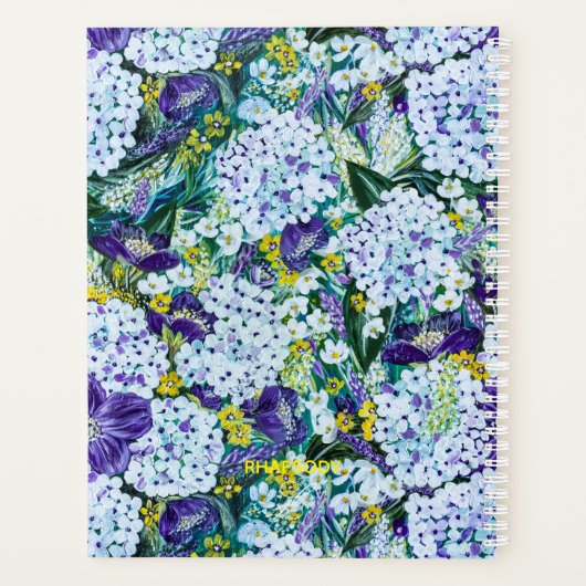 2025 Rhapsody-Paarse en witte hortensia aanpassen Planner (Achterkant)