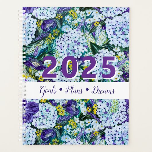 2025 Rhapsody-Paarse en witte hortensia aanpassen Planner (Voorkant)