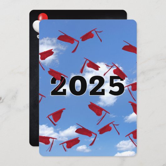 2025 Rode Afstuderen Petten in de lucht Kaart (Voorkant / Achterkant)