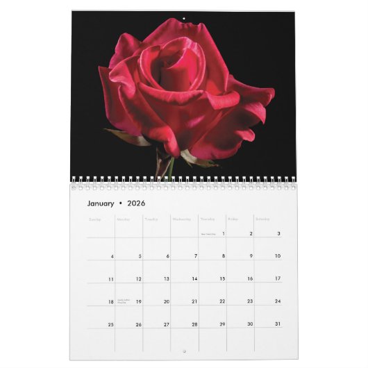 2025 Rode Rozenkalender Kalender (Jan 2026)