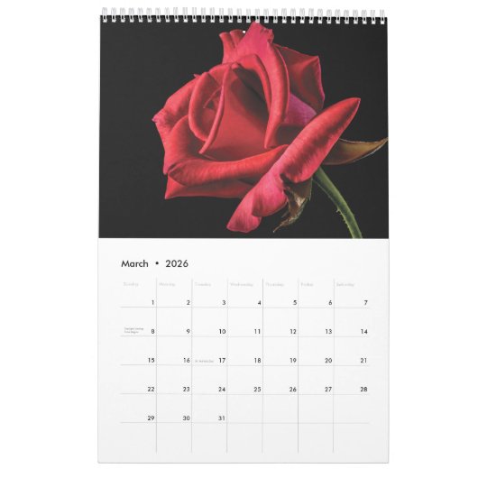 2025 Rode Rozenkalender Kalender (Mar 2026)