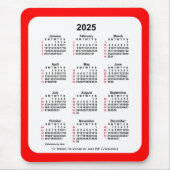 2025 Rood 52 weken ISO Agenda van Janz Two Tone Muismat (Voorkant)