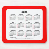 2025 Rood 52 weken ISO Agenda van Janz Two Tone Muismat (Voorkant)