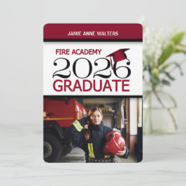2025 Rood en Wit Foto Fire Academy Afstuderen Kaart