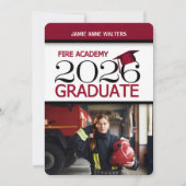 2025 Rood en Wit Foto Fire Academy Afstuderen Kaart (Voorkant)
