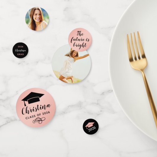 2025 Roos Gold Custom Photo Graduation Party Confetti (Groep)