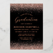 2025 Roos Gold Glitter Black Graduation Party Folie Uitnodiging (Voorkant)