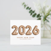 2025 Roos Gouden Mylar Ballonnen Gelukkig Nieuwjaa (Staand voorkant)