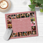 2025 Roos Roze Meerdere Foto Collage Kalender Muismat<br><div class="desc">🌟2025 Roos Roze Multiple Photo Collage Calendar Muismat met een eenvoudige, minimalistische jaar-op-een-blik kalender en 18 van uw favoriete foto's. Alle kleuren zijn aanpasbaar. Maakt een geweldig cadeau voor grootouders, ouders, tantes, ooms, peetouders en meer! Neem contact met ons op via cedarandstring@gmail.com als u hulp nodig heeft bij het ontwerp...</div>