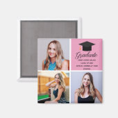 2025 Roze Afstudeer Collage Chic Geslaagd Magneet (Voorkant / Achterkant)