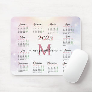 2025 Roze Bloemenkalender Custom Photo Muismat