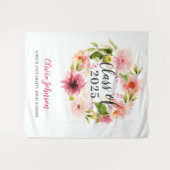 2025 Roze Bloemenschildering Afstudeerachtergrond Wandkleed (Voorkant (horizontaal))