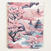 2025 Roze en Grijze Japanse Scenery Planner (Voorkant)