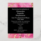 2025 Roze Gouden Waterverf Kunst Foto Afstuderen Folie Uitnodiging (Achterkant)