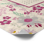 2025 Roze Grijs Bloempatroon Kalender Poster (Hoek)