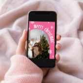 2025 Roze Retro Prettig Kerst Glitter Fotokaart Feestdagenkaart