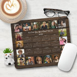 2025 Rustiek Hout Meerdere Foto Collage Kalender Muismat<br><div class="desc">🌟2025 Rustic Wood Multiple Photo Collage Calendar Muismat met een eenvoudige, minimalistische jaar-op-een-blik kalender en 18 van uw favoriete foto's. Alle kleuren zijn aanpasbaar. Maakt een geweldig cadeau voor grootouders, ouders, tantes, ooms, peetouders en meer! Neem contact met ons op via cedarandstring@gmail.com als u hulp nodig heeft bij het ontwerp...</div>