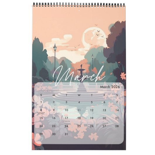 2025 rustige scènes kalender (Mar 2026)