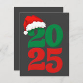 2025 Santa Hat - Feestelijke Kerstaftelling Feestdagenkaart (Voorkant / Achterkant)