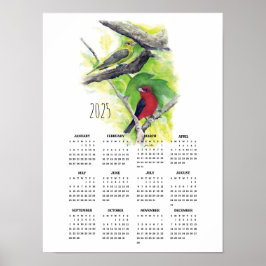 2025 Scarlet Tanager Paar Poster Kalender