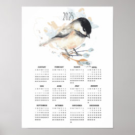 2025 Schattige Chickadee Poster Kalender