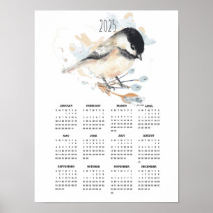 2025 Schattige Chickadee Poster Kalender