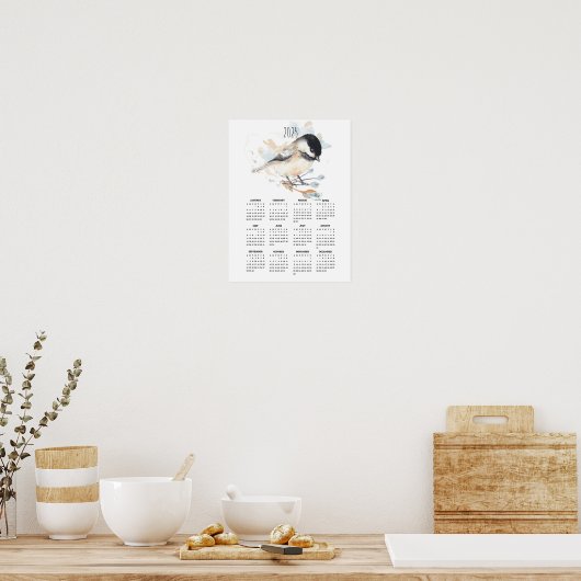 2025 Schattige Chickadee Poster Kalender (Keuken)