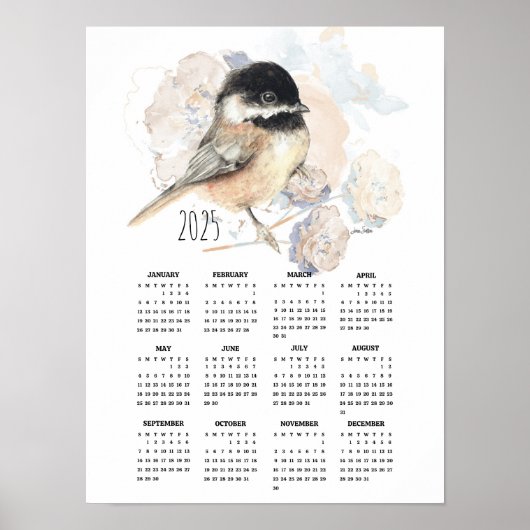 2025 Schattigee Chickadee Poster Kalender (Voorkant)
