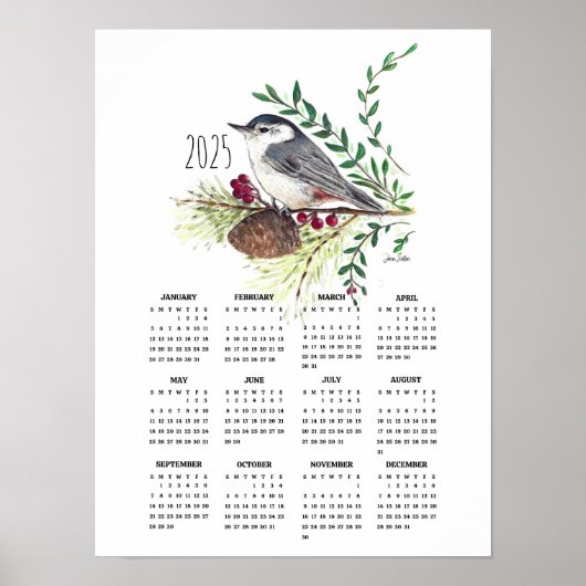 2025 Schattigee Nuthatch Poster Kalender (Voorkant)