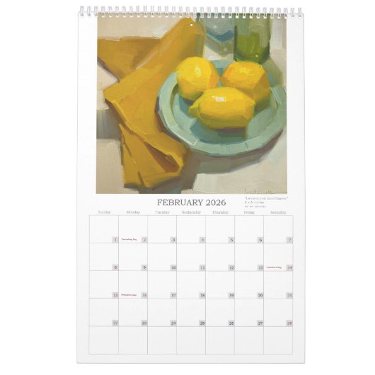 2025: Schilderijen van Sarah Sedwick Kalender (Feb 2026)