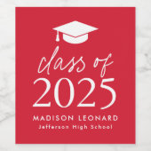 2025 Script Red Afstuderen Wijn Etiket (Enkel label)