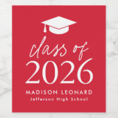 2025 Script Red Afstuderen Wijn Etiket (Enkel label)