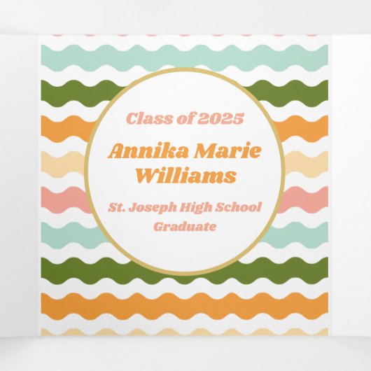 2025 Sherbet Fun Afstuderen Multi Foto Drieluik Aankondiging (Binnenkant midden)