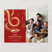 2025 Slang Vuurwerk Rood Chinees Nieuwjaar Feestdagenkaart (Voorkant)