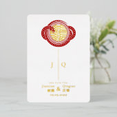 2025 Slangenjaar Dubbel Geluk Chinees Huwelijk Folie Uitnodiging (Staand Voorkant)