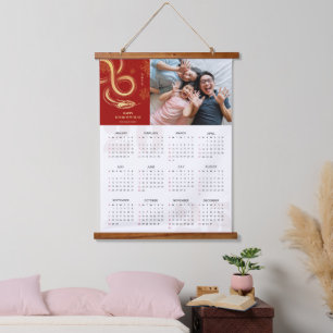 2025 Snake Zodiac Chinese Nieuwjaarskalender Hangend Wandkleed