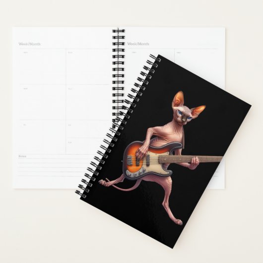 2025 Sphynx Cat Calendar Bass Player Muzikant Planner (Display)