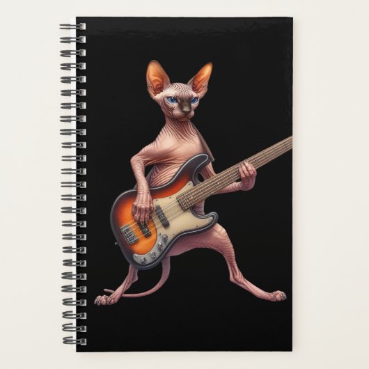 2025 Sphynx Cat Calendar Bass Player Muzikant Planner (Voorkant)