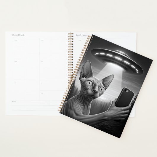 2025 Sphynx Kat UFO Kalender Selfie Area 51 Planner (Display)