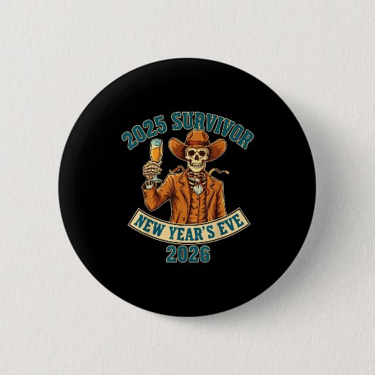 2025 Survivor New Year's Eve 2026  Ronde Button 5,7 Cm (Voorkant)