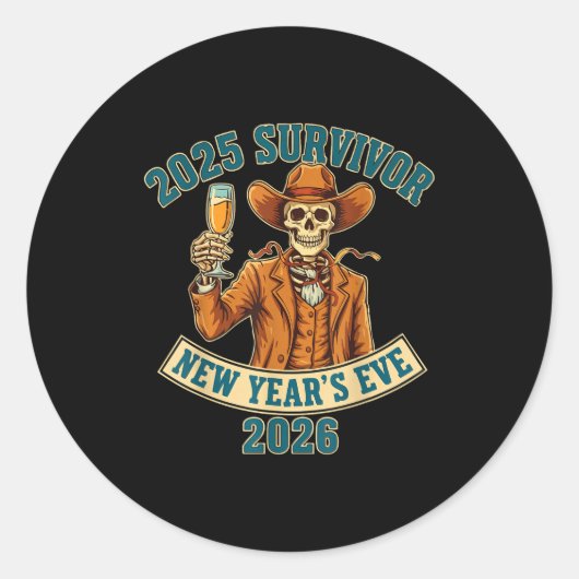 2025 Survivor New Year's Eve 2026  Ronde Sticker (Voorkant)