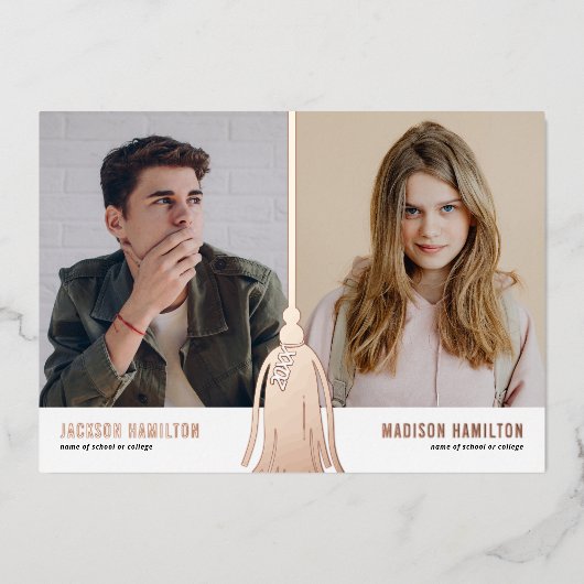 2025 Tassel Joint Photo Graduation Party Folie Uitnodiging (Voorkant)