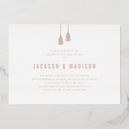 2025 Tassel Joint Photo Graduation Party Folie Uitnodiging (Achterkant)