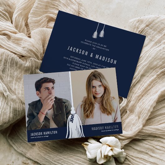 2025 Tassel Joint Photo Graduation Party Folie Uitnodiging