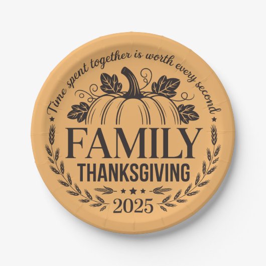 2025 Thanksgiving Family Keepsake Design Papieren Bordje (Voorkant)